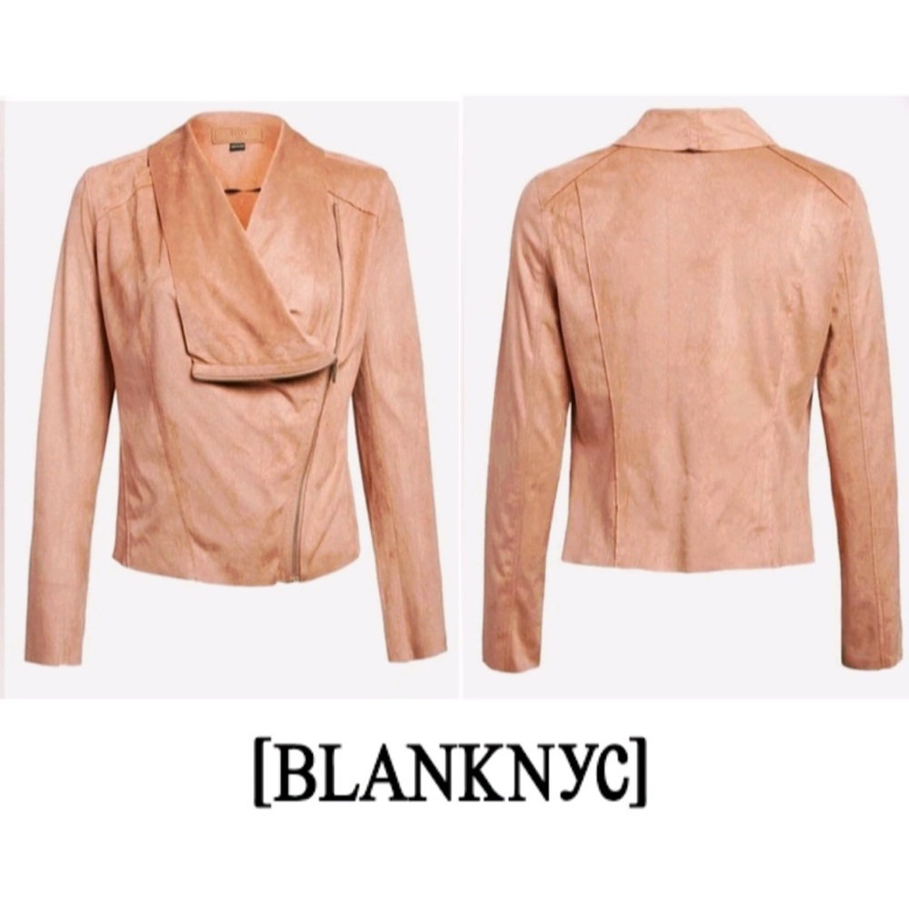 BLANKNYC Drape Front Suede moto Jacket blazer coat